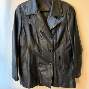 90s Black Leather blazer style jacket